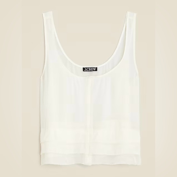 J. Crew NWT Drapey tiered top in crepe de chine in ivory - Picture 4 of 7